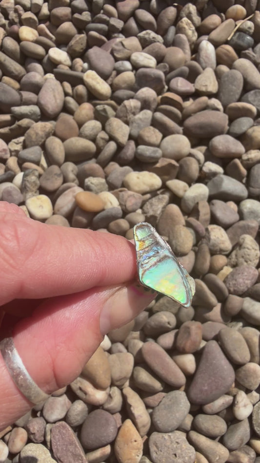 8mm Floating Blue Abalone shell copper dreadlock ring