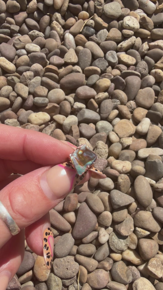 10mm Floating Abalone shell copper dreadlock ring